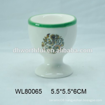 Useful ceramic egg cup holder with decal